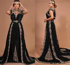 Новое Вечернее бархатное платье с жакетом, черное платье с золотистой кружевной вышивкой в марокканском стиле, платье для выпускного вечера, 2021