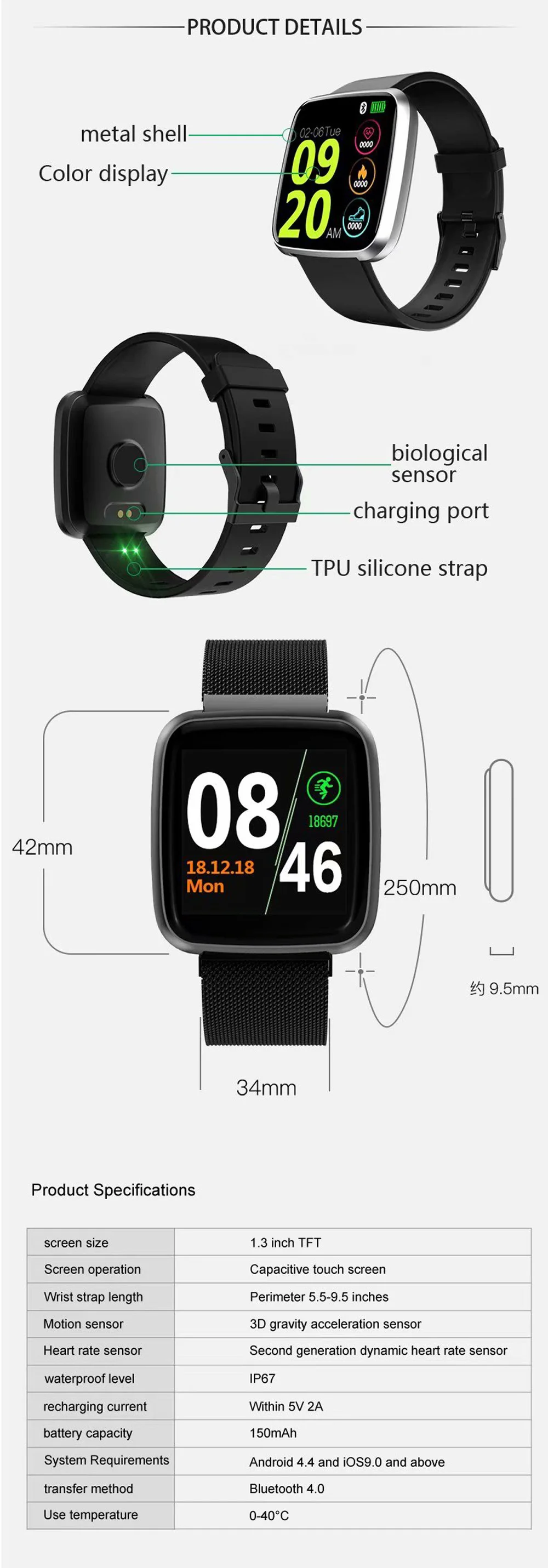 Новые женские водонепроницаемые Смарт-часы T80 Bluetooth Smartwatch для Apple IPhone Xiaomi монитор сердечного ритма фитнес-трекер