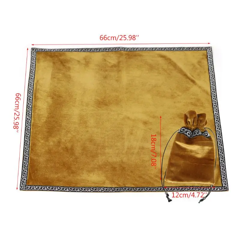 

Gold Tarot Tablecloth with Cards Bag Velvet Altar Tarot Cloth Wicca Divination Astrology Tapestry Board Game Card Pad