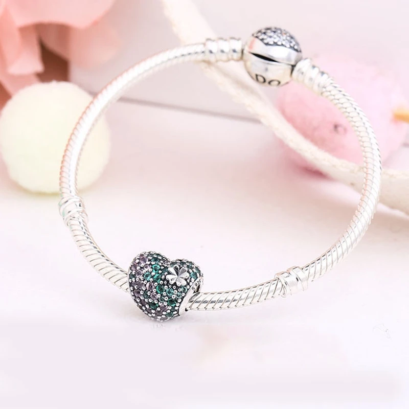 Бусины в форме сердца стразы Европейский оригинальный браслет для женщин Lover Clover