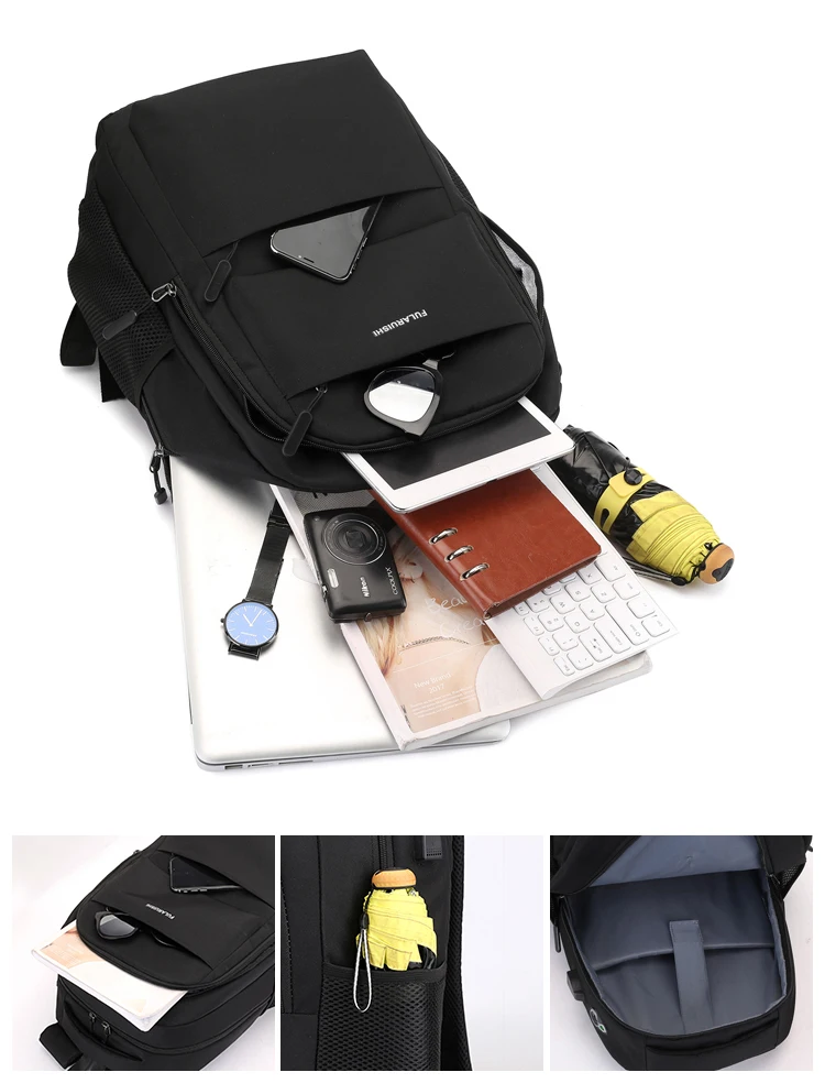 Men Backpack School Bag Waterproof Nylon New Schoolbag Business Laptop Polyester Bag 14 Shoulder Bag 15.6 Inch Computer Packsack