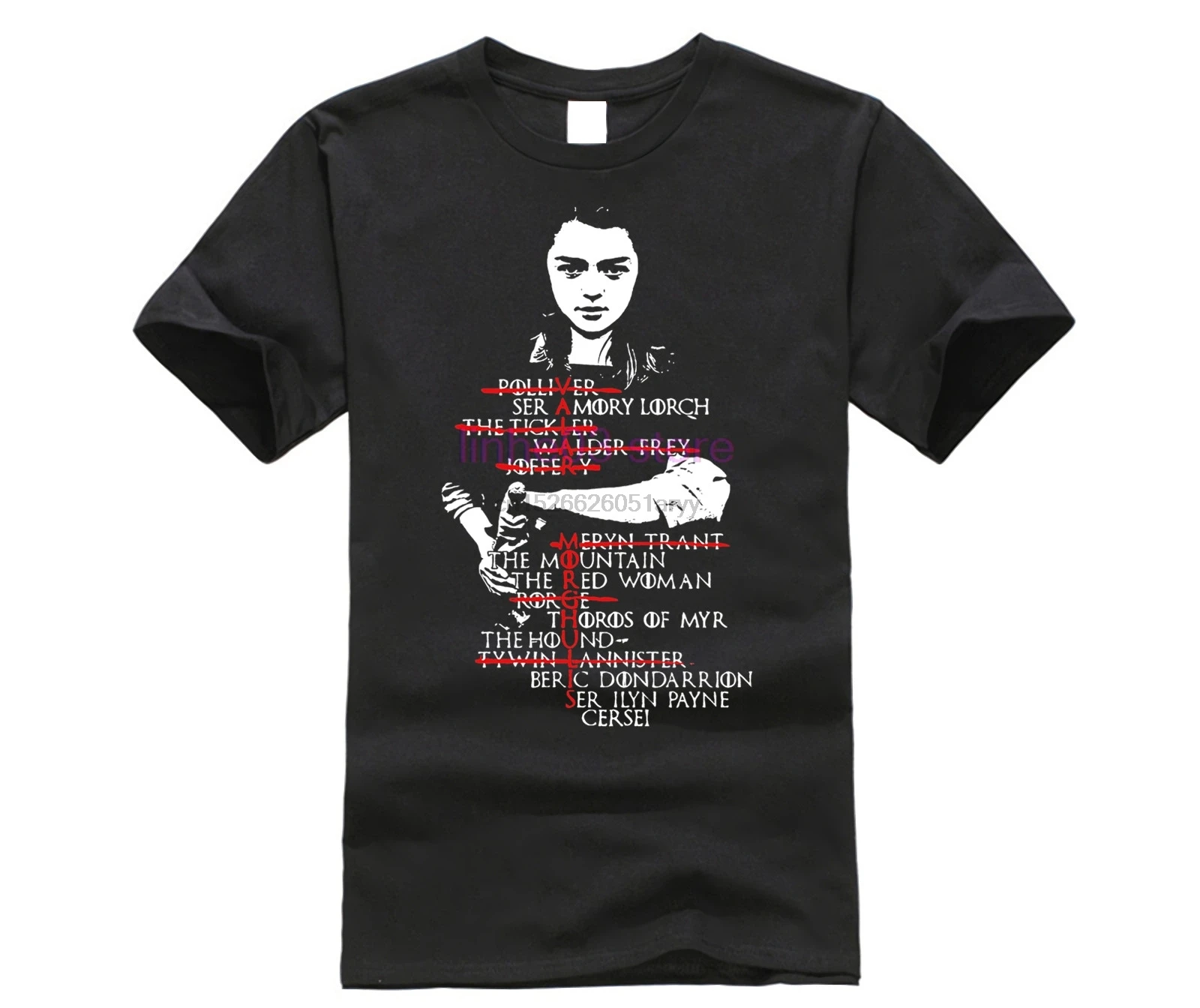 Игра престолов Arya Stark List Мужская футболка Топы с короткими рукавами большого
