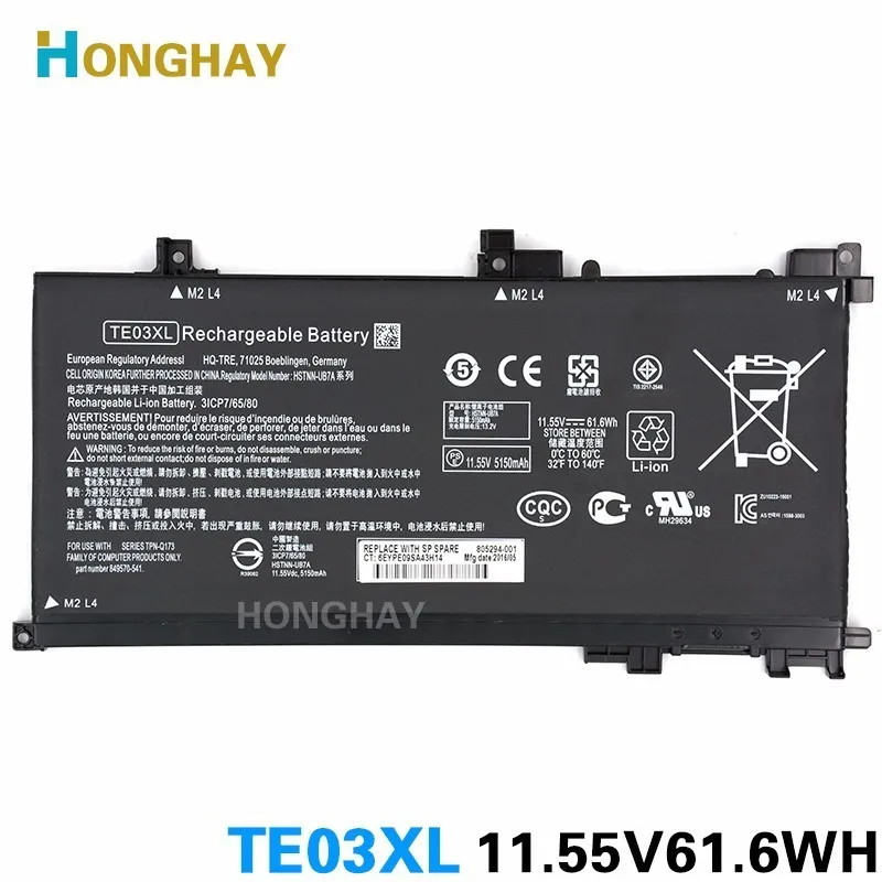 Аккумулятор для ноутбука HONGHAY TE03XL HP OMEN 15 TPN Q173 bc011TX bc012TX bc013TX bc014TX bc015TX