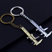 cute mini vernier caliper keychain alloy ruler car keyrings women man fashion key accessory keyrings gifts measurable