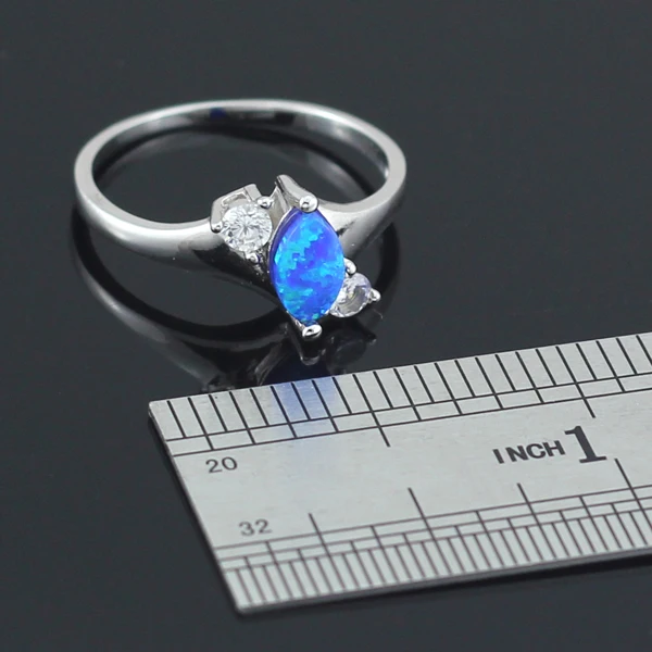 

Blue Fire Opal CZ Silver Plated Fashion Jewelry Rings for Women OR780