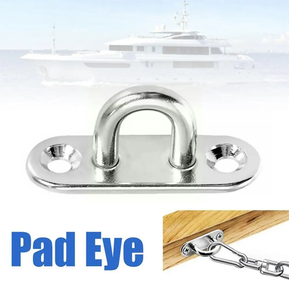 

4 Pcs Steel Oblong Pad Eye Plate Staple Ring Hook Loop U-Shaped Design Hanger Hook Mount Screws U4J6