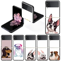 fold case for samsung galaxy z flip 3 hard silicone pc phone cover luxury funda shockproof coque pug dog french bulldog