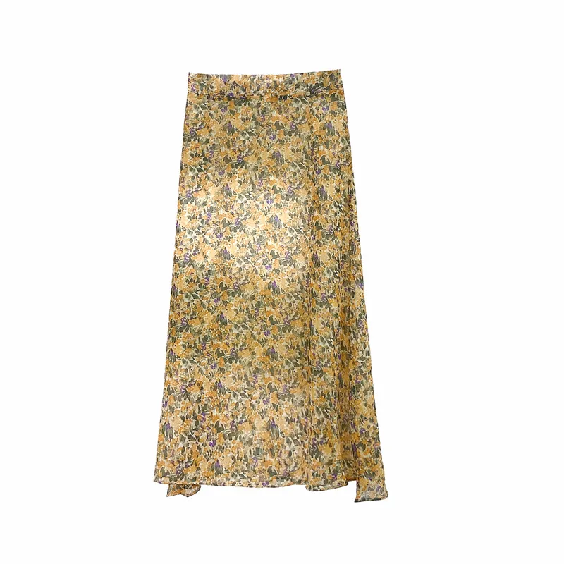 

Summer Chiffon High Waist Skirt Women Fashion Floral Female Harajuku Style Streetwear Elegant Cloth