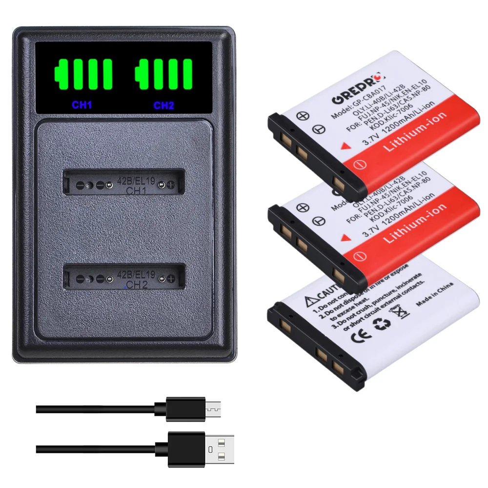 Li-40B Li-42B EN-EL10 батарея + литий 40B зарядное устройство для Olympus Li 42B Nikon EN EL10 FinePix XP70 XP60