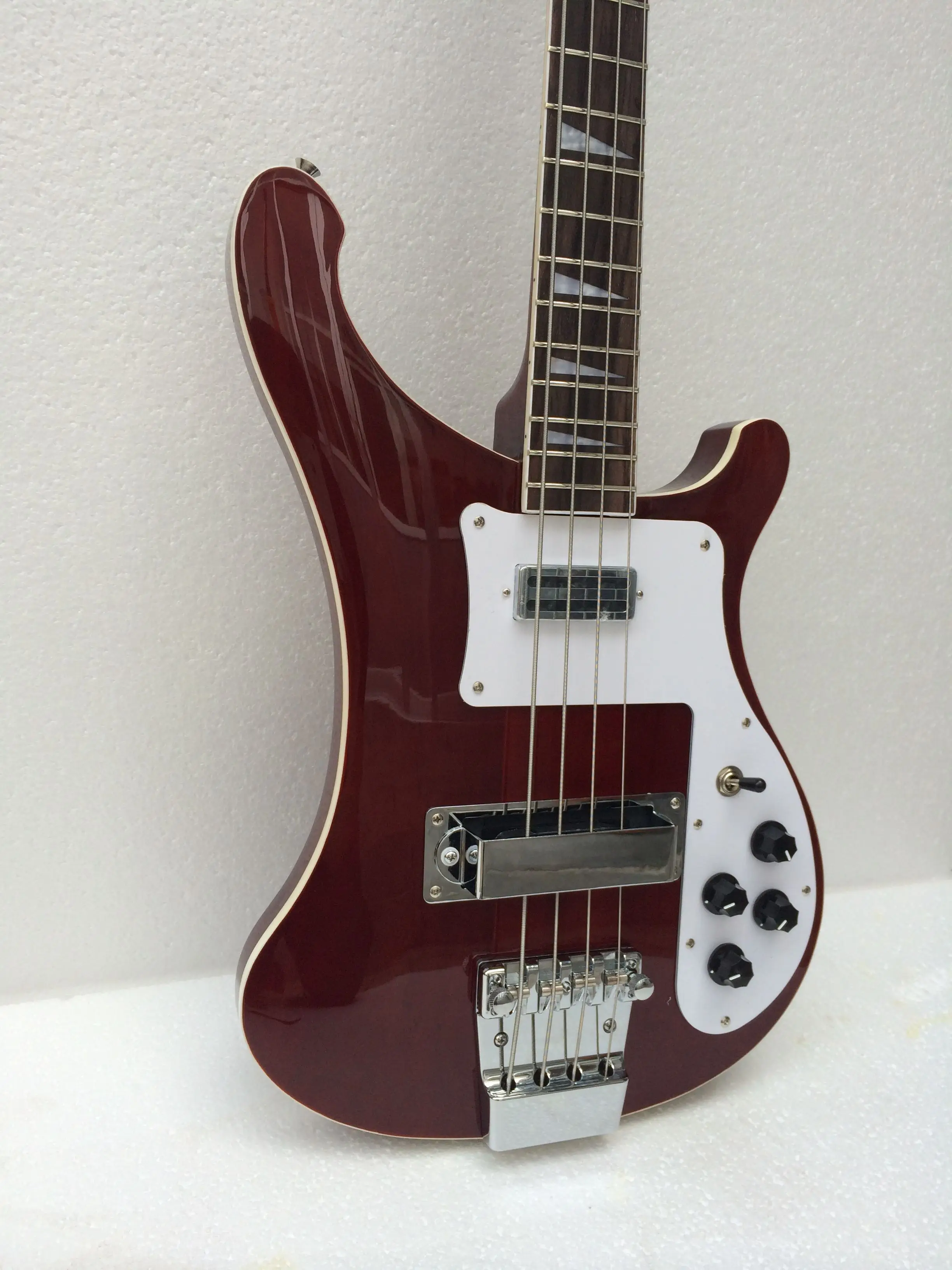 Винно красная бас гитара 4003 через кленовое горлышко Альдер тело/инкрустация акулой булавкой Бесплатная