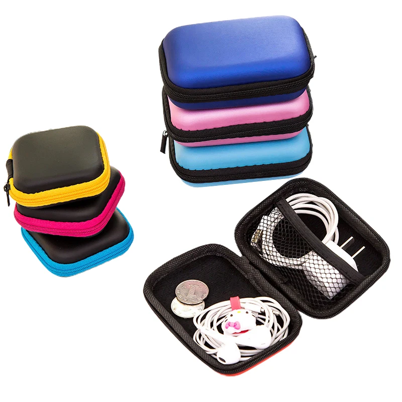 

10 Colors Portable Case for Headphones Case Mini Zippered Round Storage Hard Bag Headset Box for Earphone Case SD Cards cable