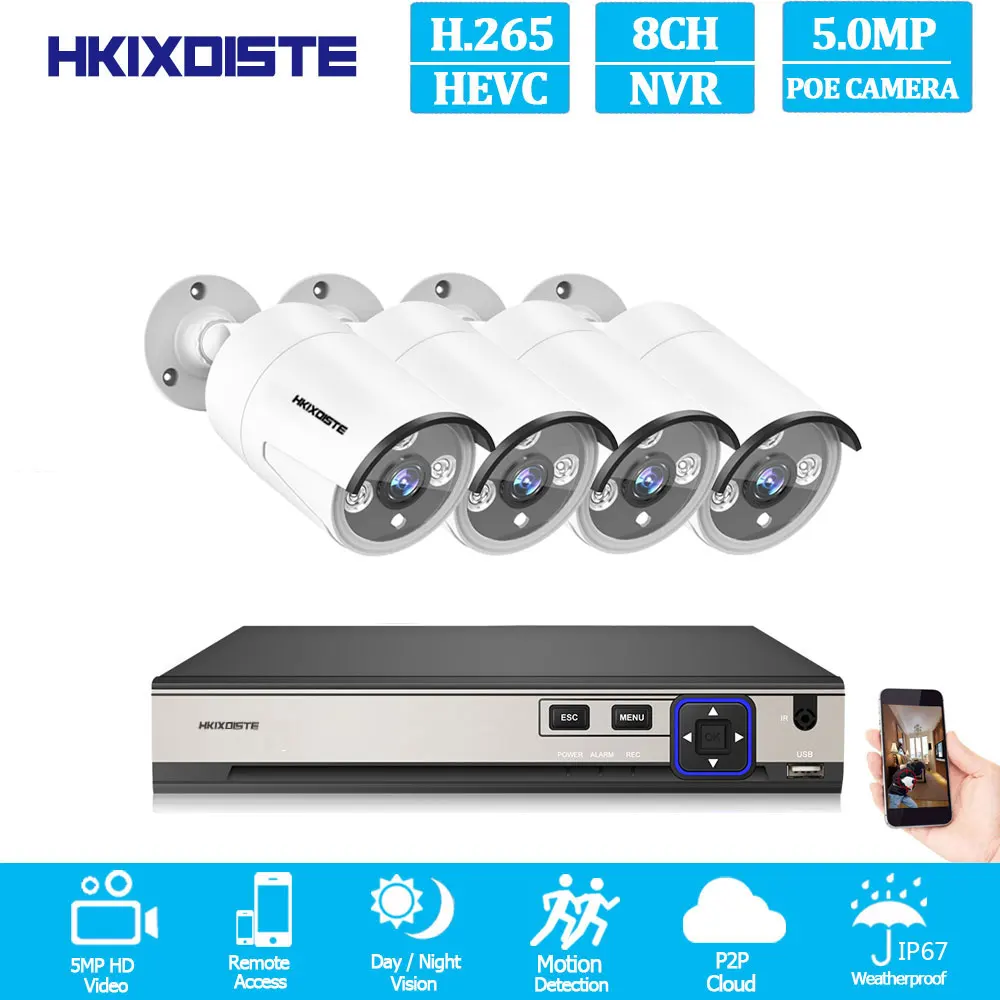 Фиолетовый Сеть POE NVR 8CH Full HD 5MP комплект поддержка 16* IP Cam система видеонаблюдения вилла Улица 3 шт. IR в комплект камеры видеонаблюдения - Цвет: Фиолетовый
