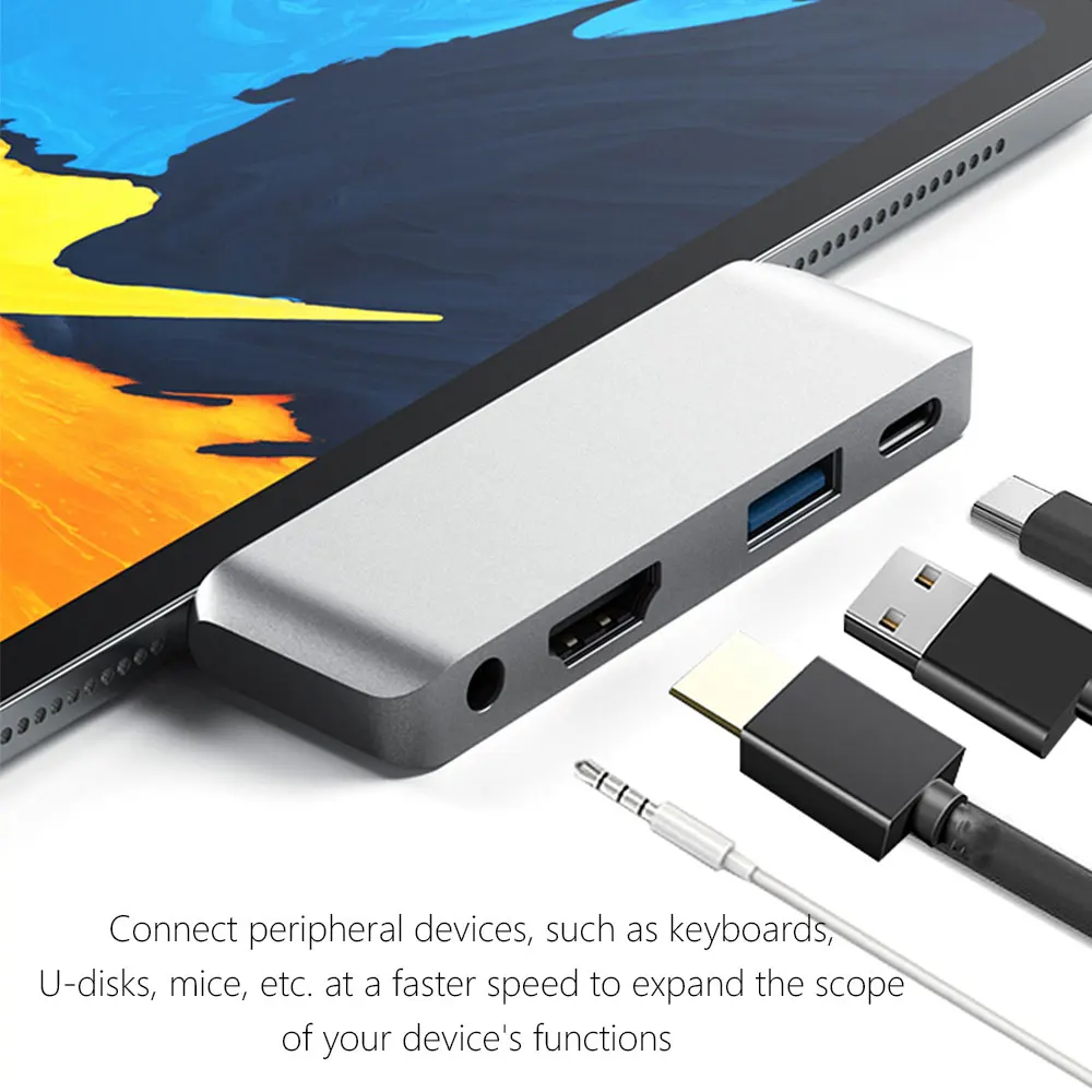 Новый USB C концентратор с 3 5 мм аудио разъемом 4K HDMI Гбит/с порт 18 Вт зарядка мульти