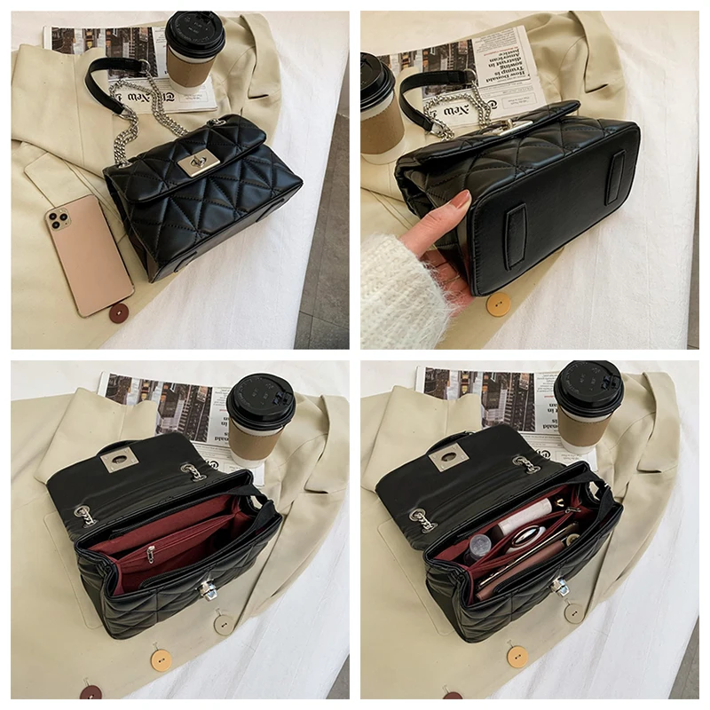 

Vintage Chain Designer PU Leather Crossbody Bags For Women 2021 Winter Women's Trend Handbags Branded Trending Cross Body Bag