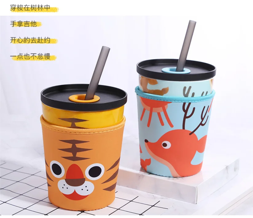 

Personalized Tea Cups Stirring Lid Reusable Interesting 1 Piece Mug Animal Ceramic Print Cute Porcelain Mugs Novelty KK60MK