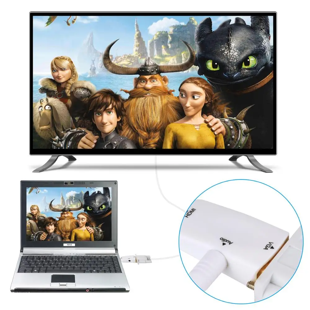 HDMI к VGA адаптер с 3 5 мм аудио кабелем HD 1080P для Xbox X360 PS3 PS4 PC ноутбук ТВ коробка