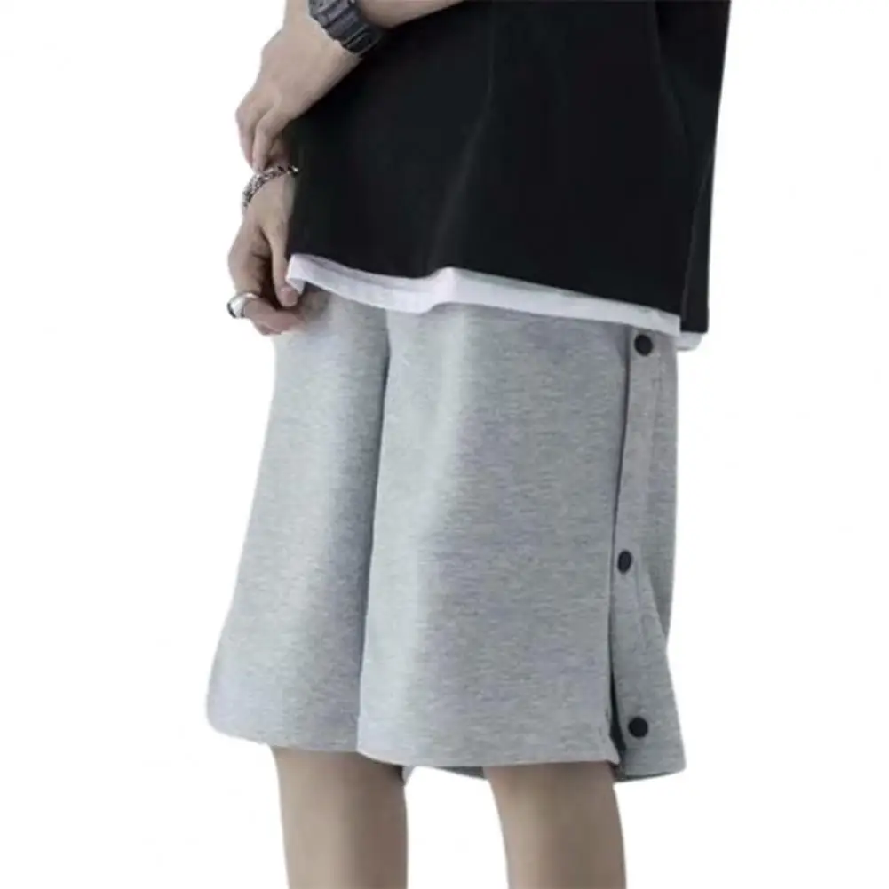 

Shorts Men Leisure Solid Side Button Chic Solid High Street Hip-hop Loose Summer Fitness Harajuku Fashion Short Trousers Ulzzang