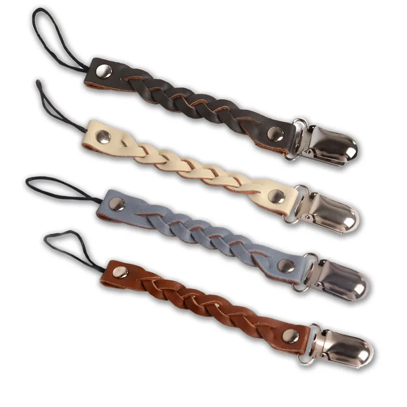 

Infant Leather Braided Baby Pacifier Clip Chain Soother Nipple Holder Chain Dummy Clips Newborn Feeding Baby Care Teething Toy