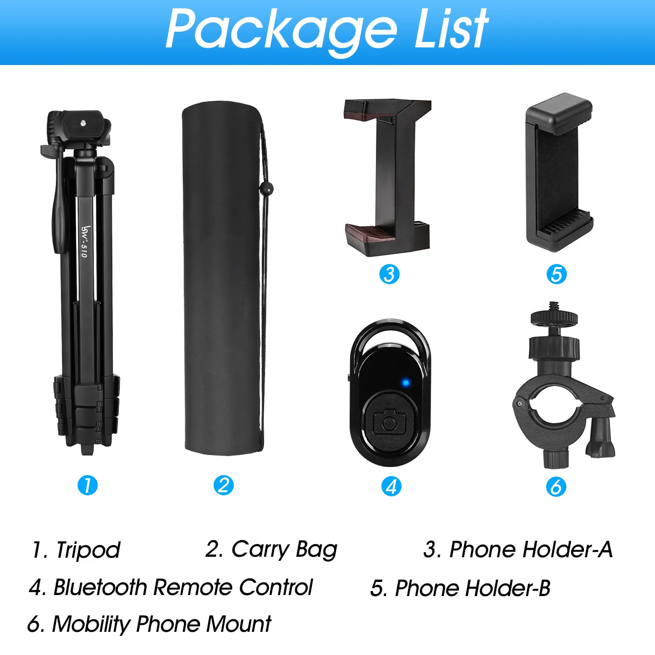 Легкий штатив для камеры с 2 держателями сотовых телефонов и пультом ДУ Bluetooth |