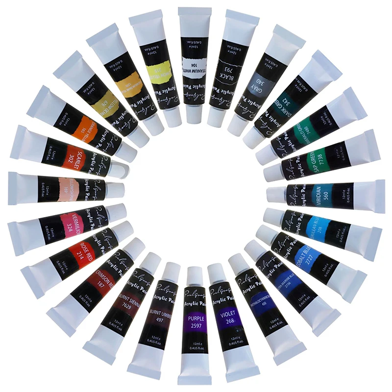 Набор акриловых красок 12/24 цветов для холста дерева глины ткани дизайна ногтей