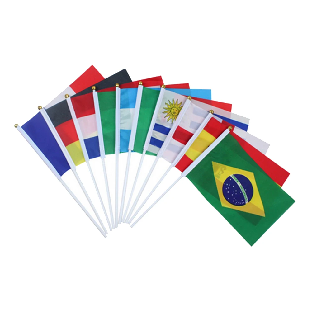 

32PCS Hand Held Small National Flag On Stick International World Country Stick Flags Banners for Bar Party Decoration
