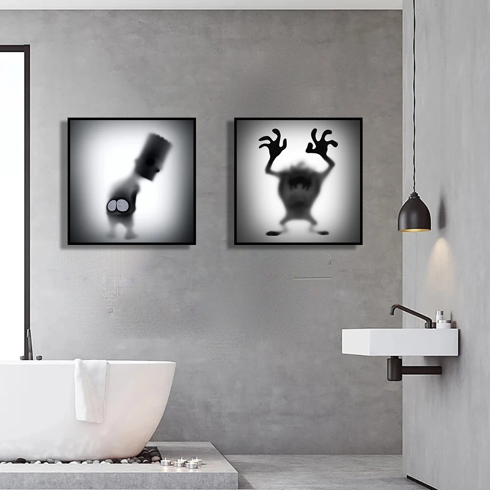 

The Simpsons Poster Gray Style Canvas Painting Anime Character Decorative Painting Living Room Wall Art Prints Modern Home Decor