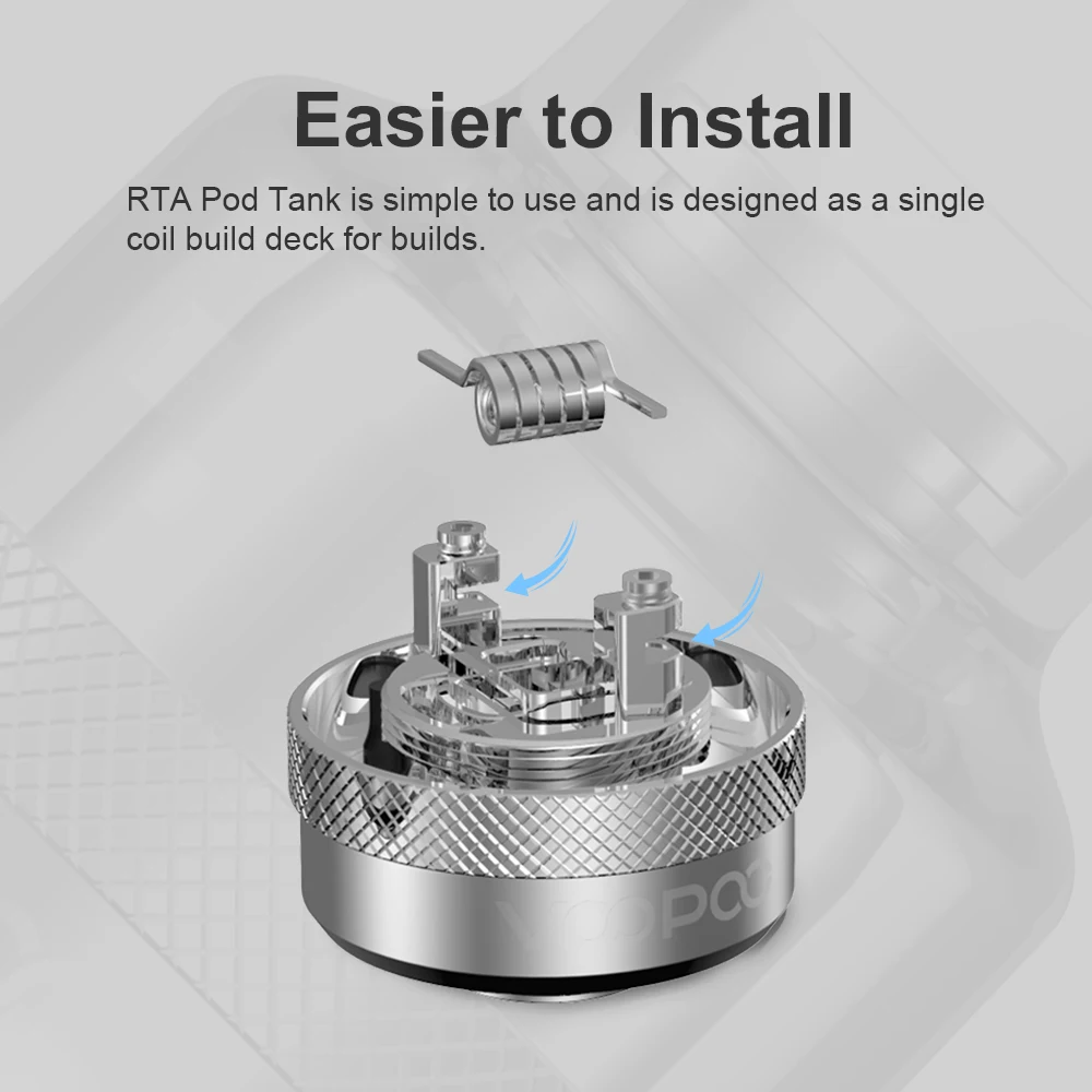 Атомайзер VOOPOO RTA Pod 26 мм 2 мл с одной катушкой для испарителя Drag X Plus 3 бокс мод
