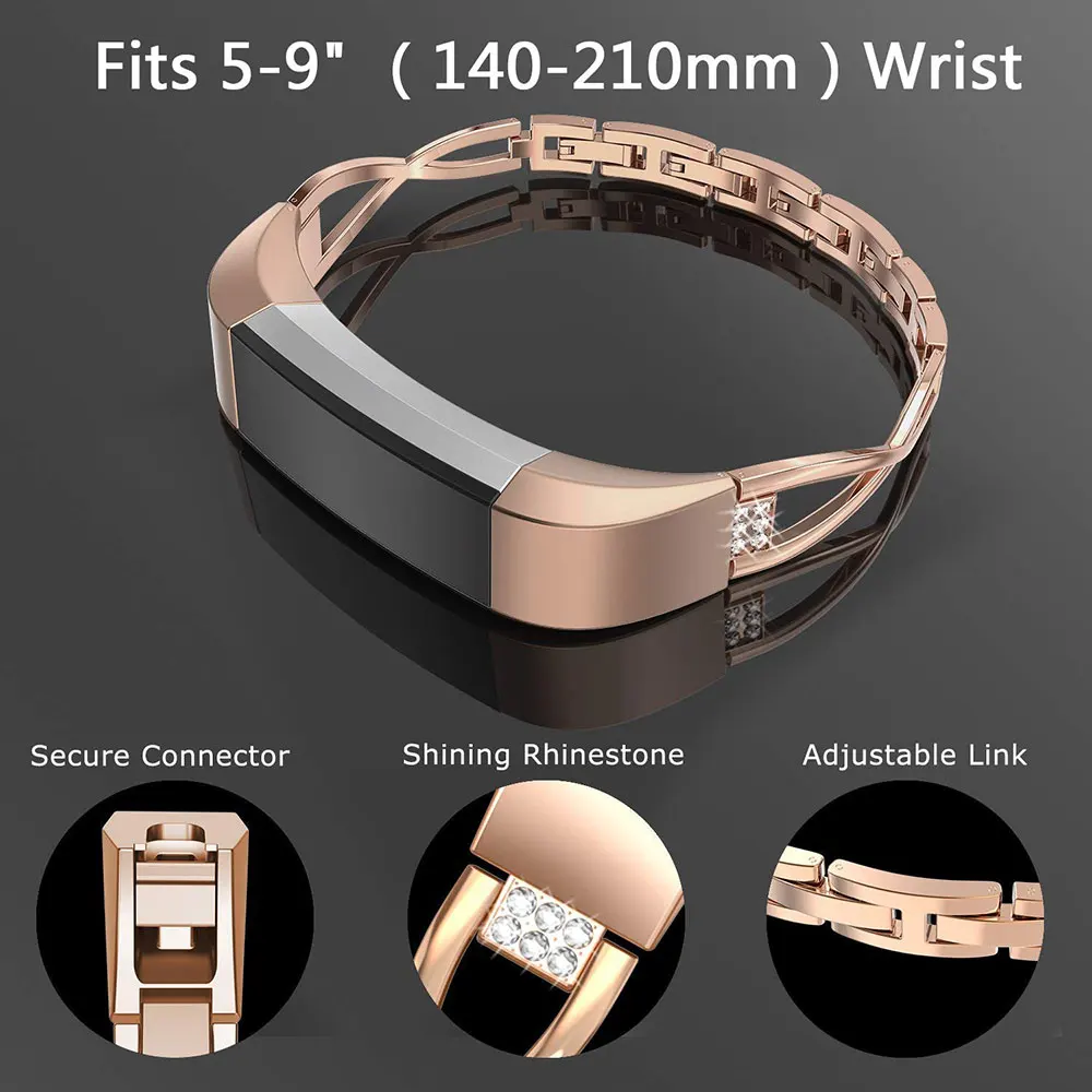 Блестящие ремешки совместимые с Fitbit Alta и HR сменный Браслет из нержавеющей стали