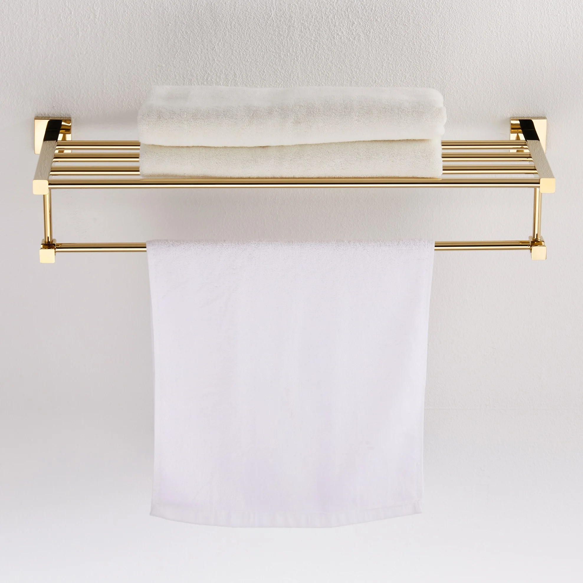 Золотая полка для банных полотенец настенный держатель двойной | Обустройство