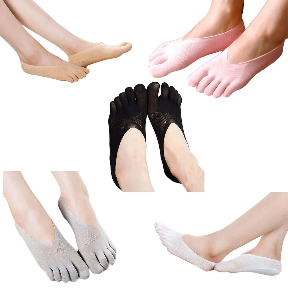 1 Pair Women Summer Five Finger  Socks Women Thin Five Toed Socks Invisible Boat Socks Mesh