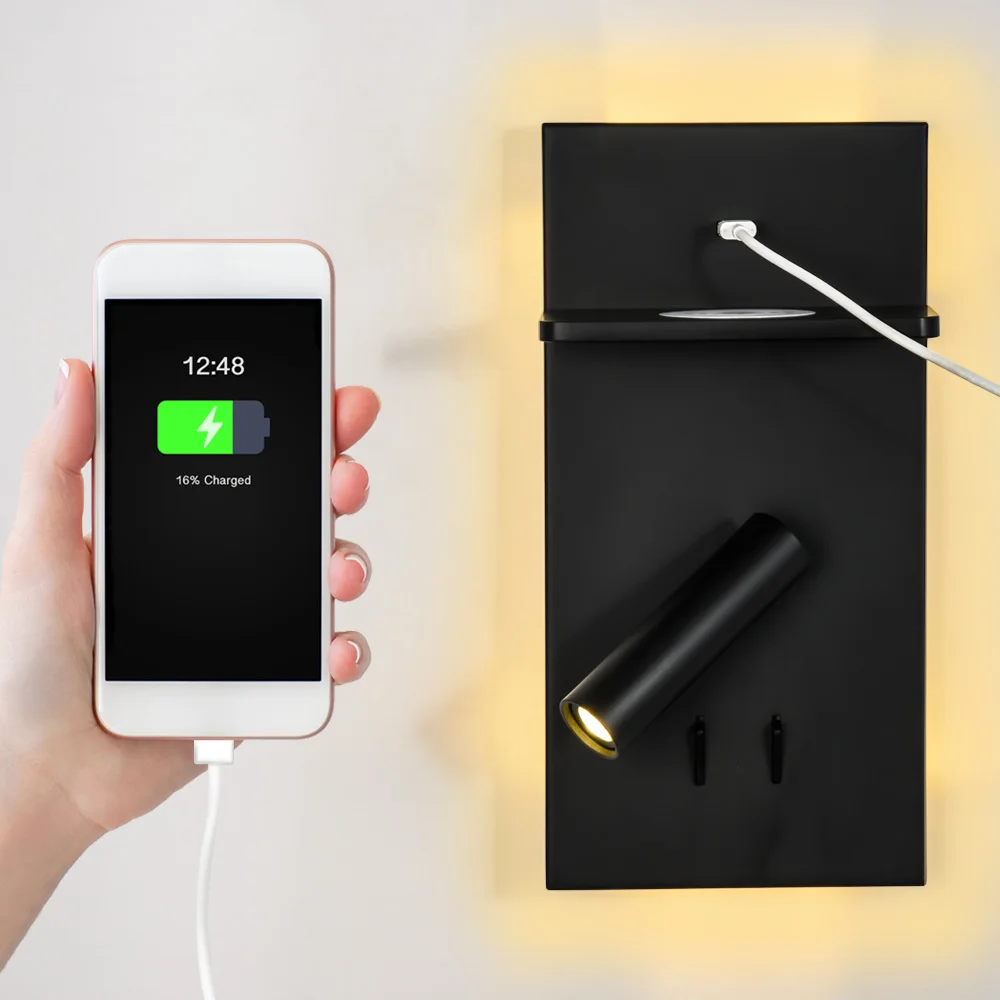 Светодиодная лампа Zerouno с беспроводным зарядным устройством настенный