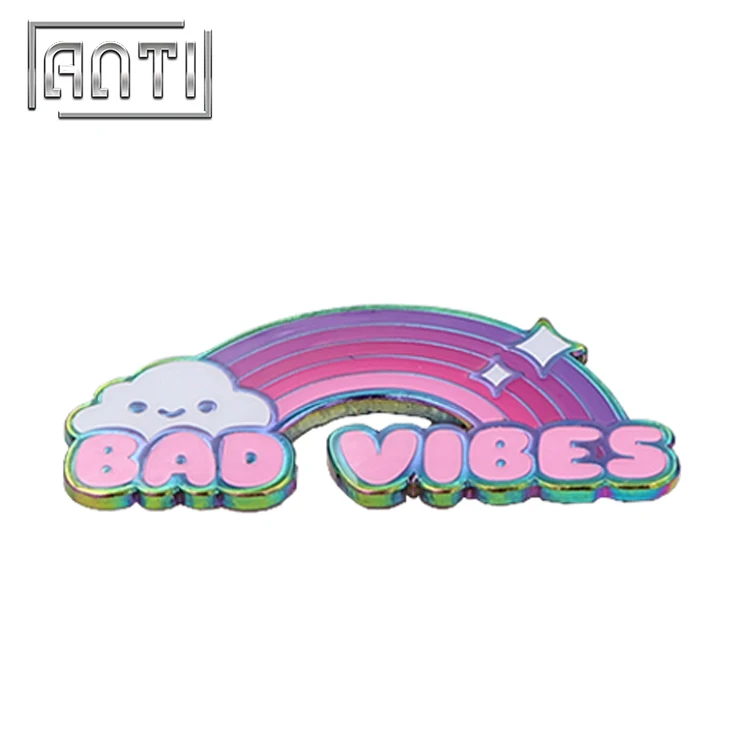 Пользовательские радужные металлические цветочные мягкие эмалевые нагрудные