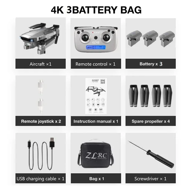 5G 4k 3B with bag SG907 Дрон с GPS с 4K HD Двойная камера широкий угол 5G wifi FPV RC Квадрокоптер складные дроны Профессиональные с GPS следуем за мной - Цвет: 5G 4k 3B with bag