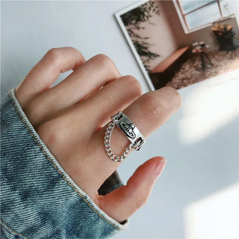 

Coconal Fashion Thai Ring for Women Men Saturn Soft Chain Opening Design Street Rings Street Jewelry Party Gift Accessories