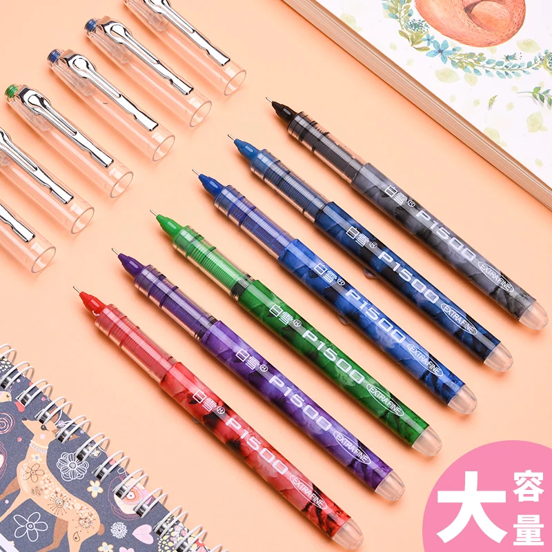 

Быстросохнущие прямые жидкие шариковые ручки Xizhi P1500, гелевые ручки с иглой высокой емкости 0,5 мм, 6 цветов