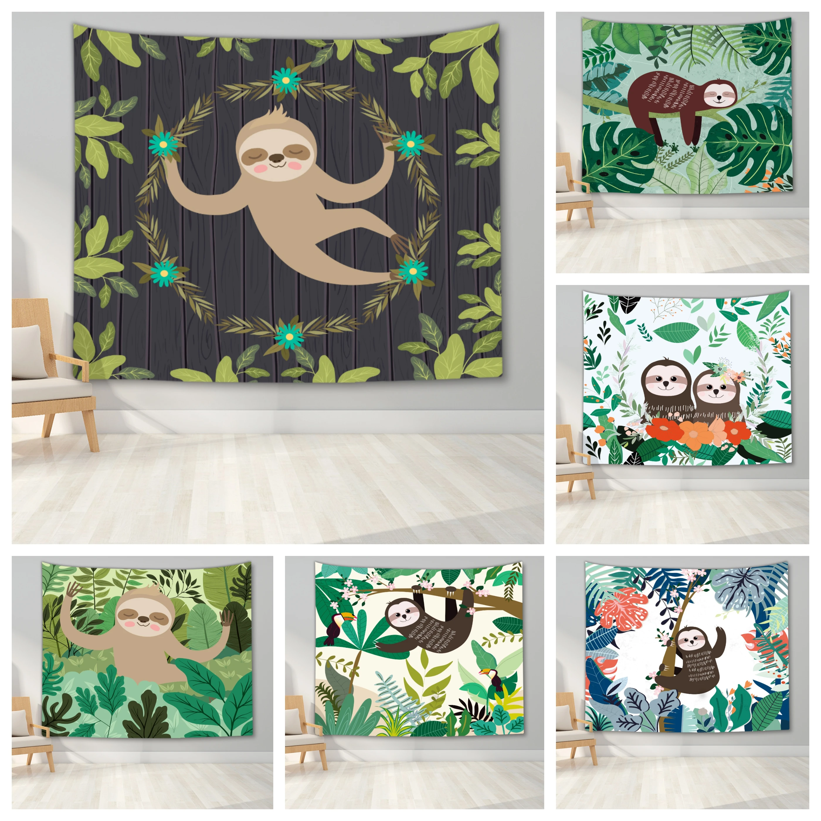 Гобелен с животными лесной Ленивец настенное одеяло хиппи настенный