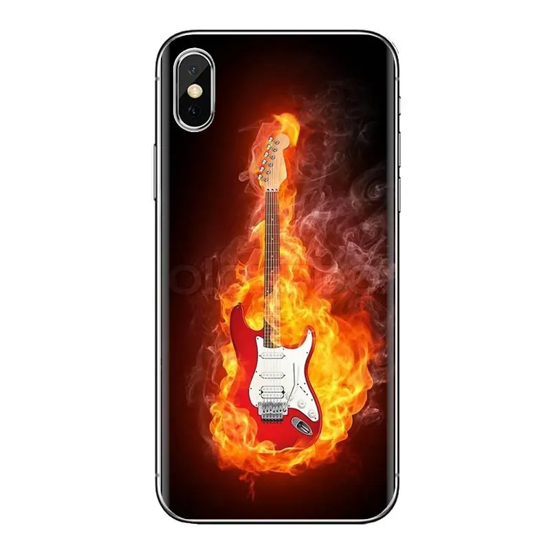 Для htc U11 один M7 M8 A9 M9 M10 E9 Desire 630 530 626 628 816 820 Motorola G G2 G3 воды и гитара с принтом огня
