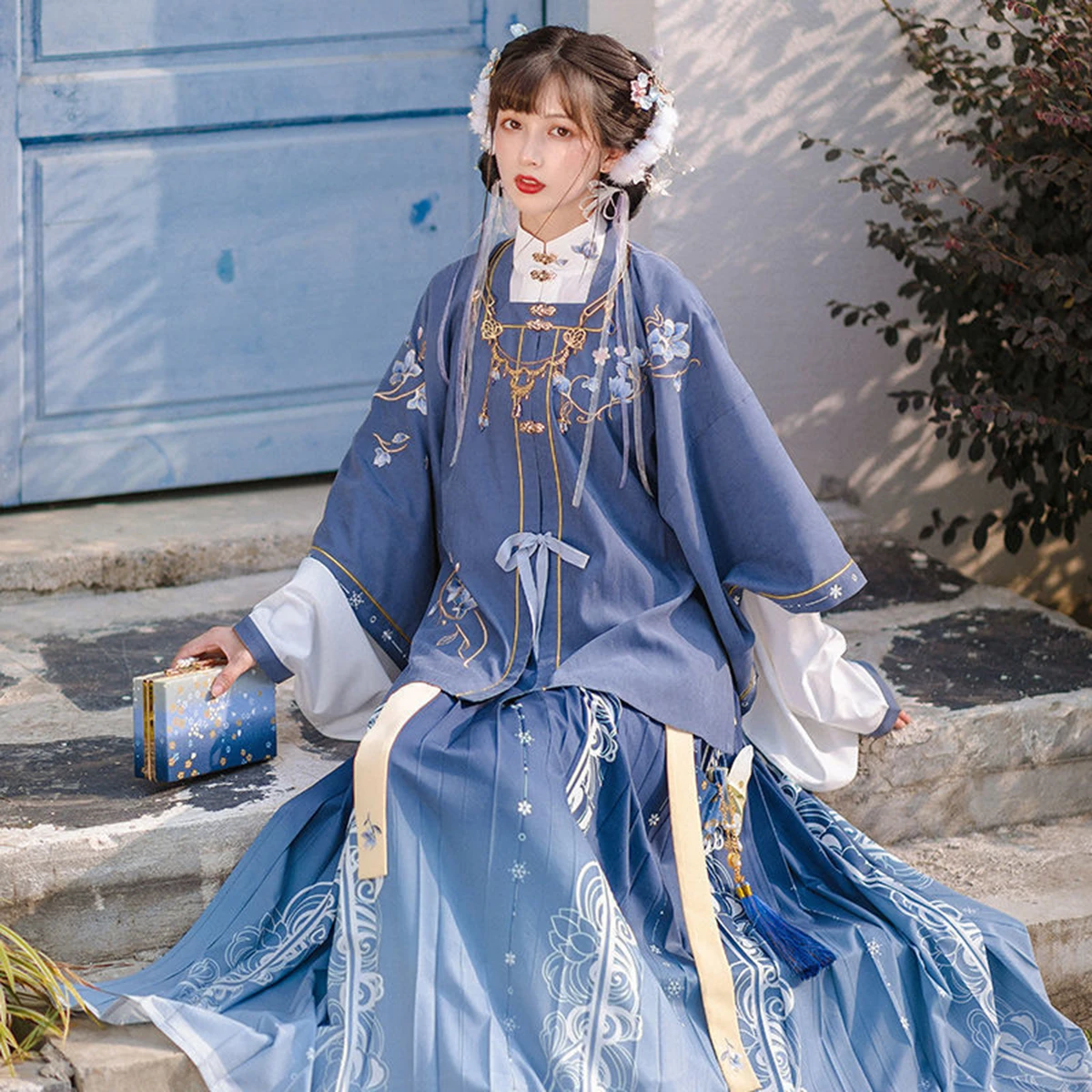 

Ming Dynasty Hanfu Clothes Women Fairy Hanfu Traditional Chinese Clothing Festival Outfit Embroidery Ancient Folk Stage