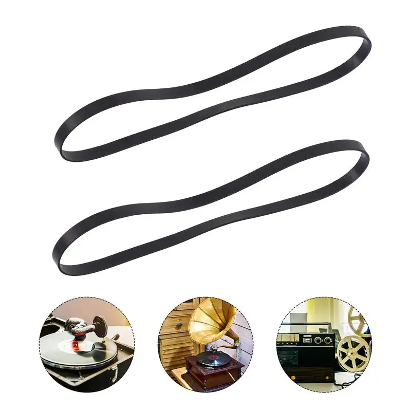 

2 PCS Turntable Belt Rubber Tape Machine Flat Belt Replacement Accessory