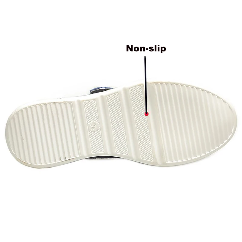 

Fashion Rhinestone Sneakers Women Large Size 43 Hook Loop Non Slip Chunky Sneakers Woman Rubber Shallow Wedges Shoes For Women