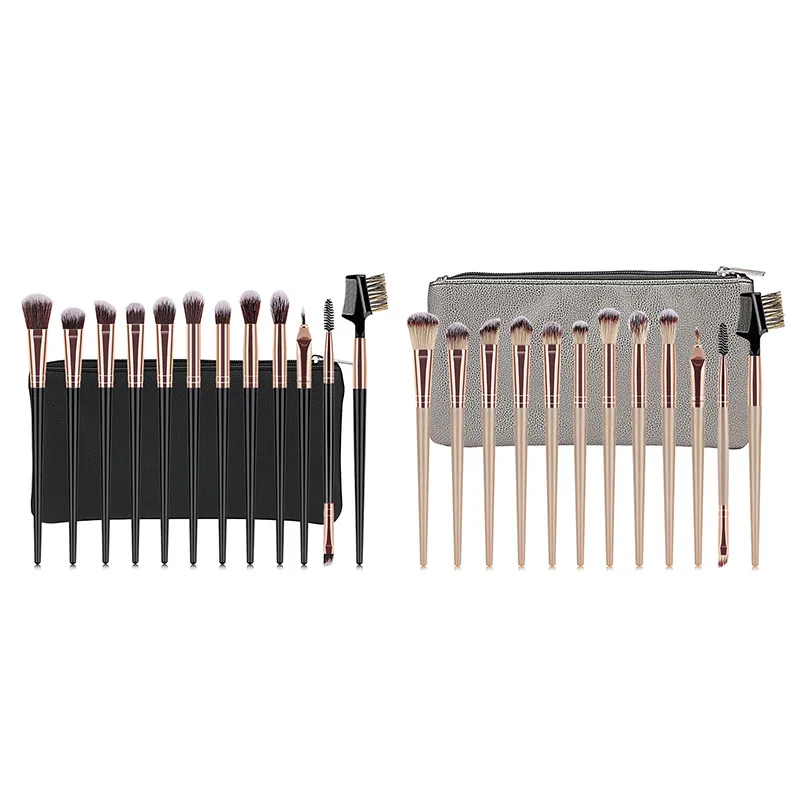 Набор кистей для макияжа из черного золота/золота 12 шт. наборы лица и глаз Кисть