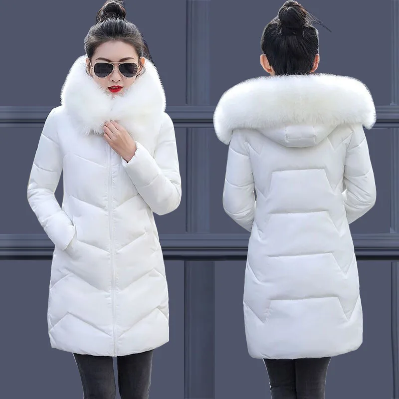 

Autumn Winter Hooded Coat Women Plus Size 7XL Winter Basic Jacket Female Warm Outerwear medium-long Parka jaqueta feminina