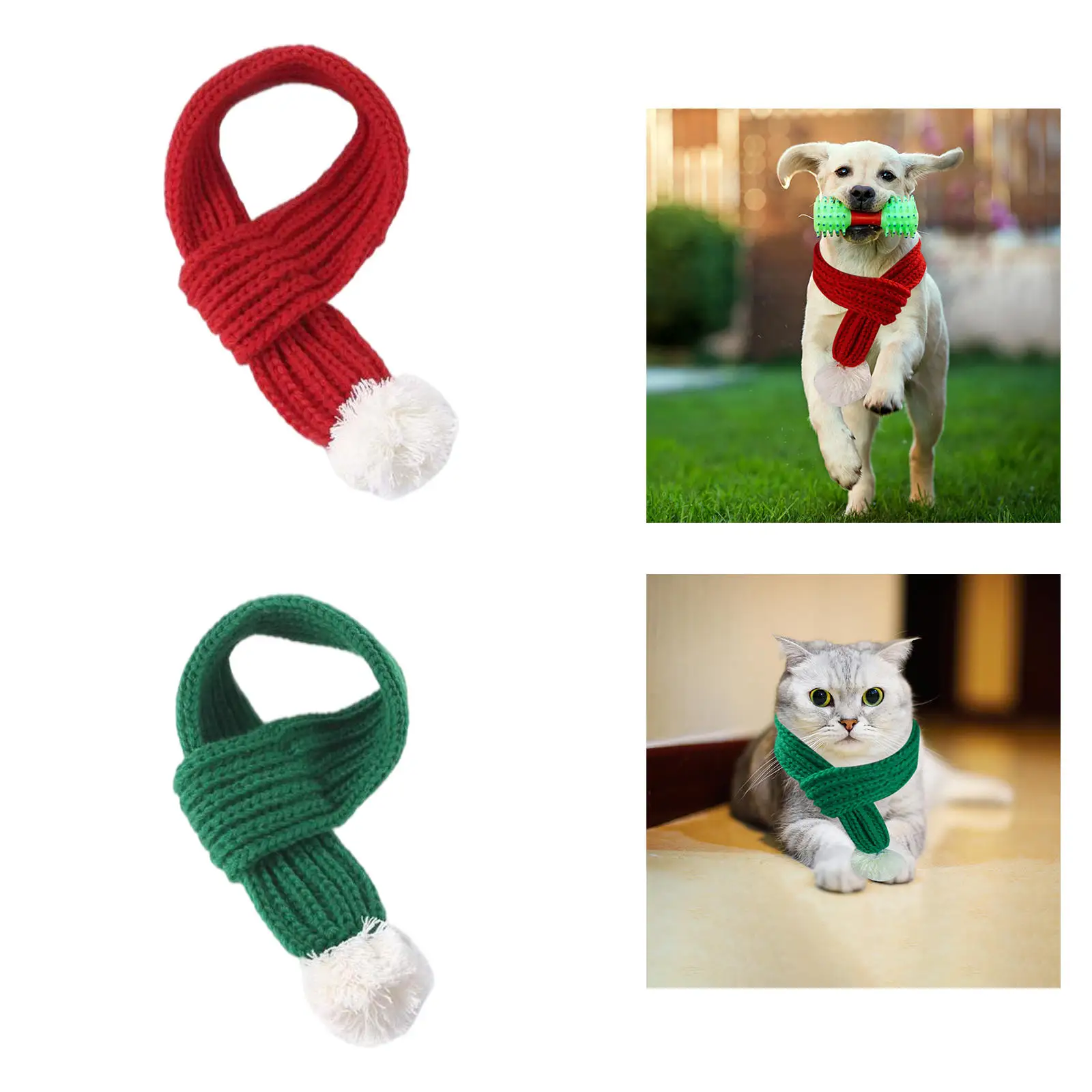 

2 шт. шарф для собак с белым Помпоном Вязаный ошейник шарфы шейный платок для собак Косплей