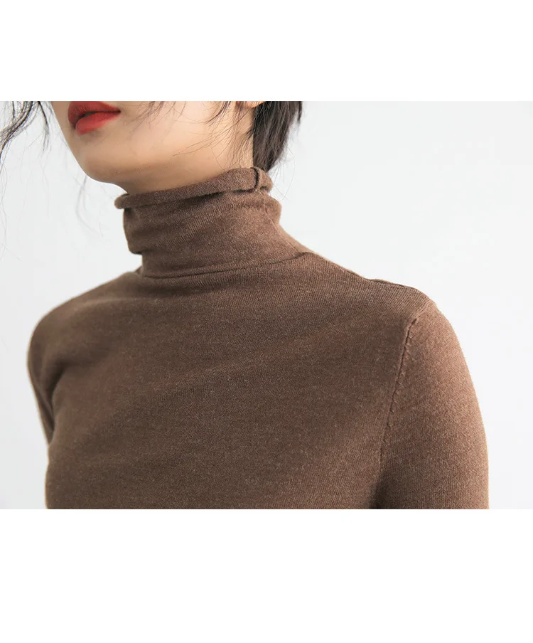 Свитер с воротником-хомутом Женские базовые тонкие вязаные свитера пуловер