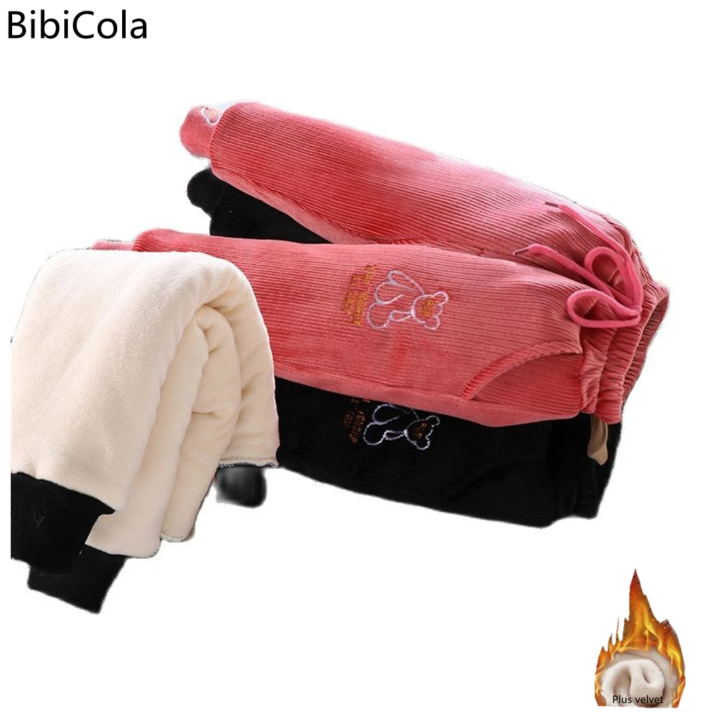 

Baby Winter Trousers Kids Boys Girls Pants Plus Thicken Warm Clohting Children Clothes Plush Pants Solid Color Clothes
