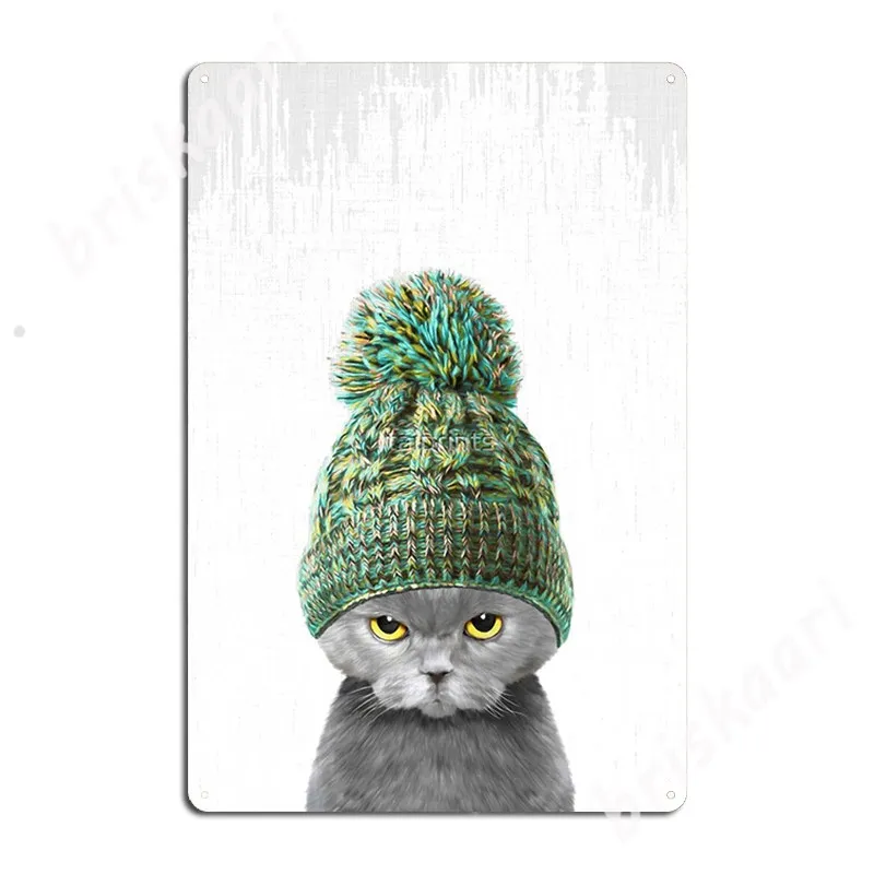 

Kitten Wearing A Hat Metal Signs Club Party Bar Cave Design Wall Decor Tin sign Posters