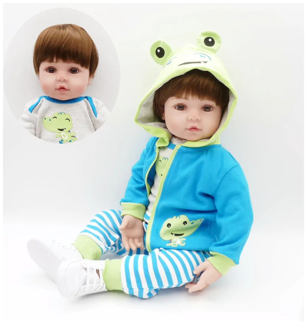 47 см Силиконовая Кукла reborn bebe милый зеленый маленький крокодил набор Реалистичная кукла для детей Лучший подарок на день рождения и Рождество