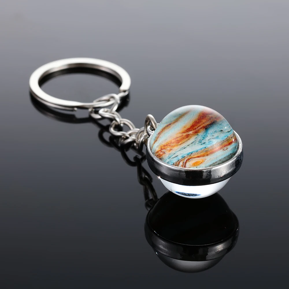 Цепочка для ключей светящаяся луна стеклянный шар земля солнце Jupiter планета