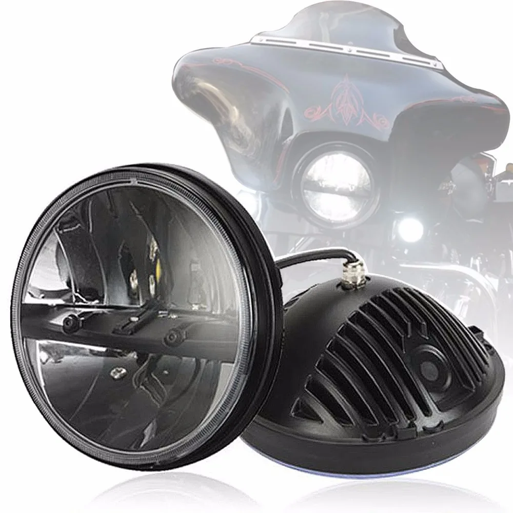 Фара для мотоцикла 7 дюймов Круглая светодиодная фара Hi Lo Harley Electra Glide Street Road King| |
