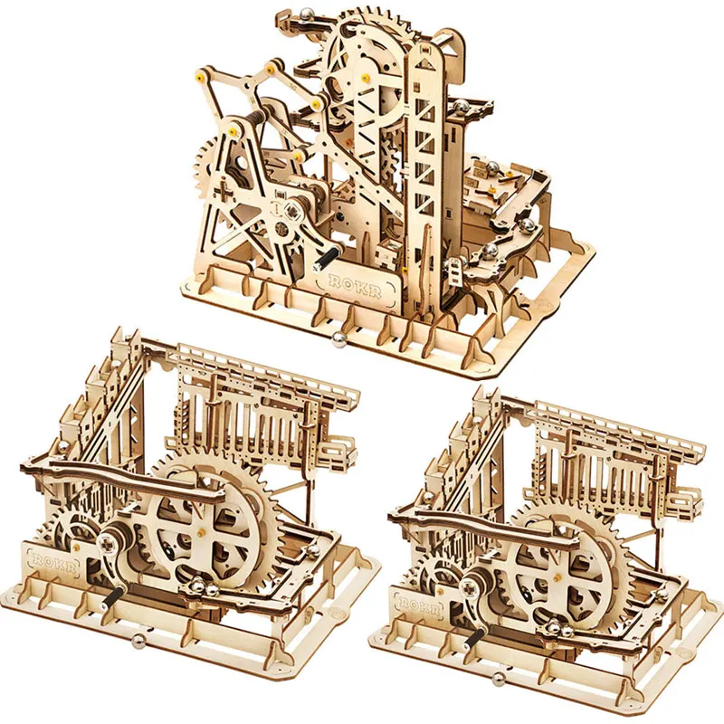 Мраморная деревянная головоломка DIY строительные блоки сборочная модель игрушки